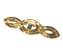 Vintage FENDI gold tone twisted design brooch pin, hat pin with FF mark. Can be used as a brooch pin, jacket brooch pin too