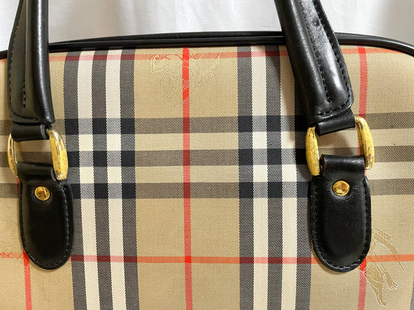 Vintage Burberry classic beige nova check fabric handbag with