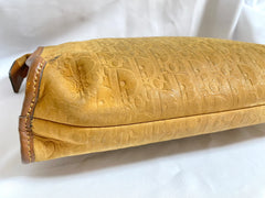 Vintage Christian Dior Bagages camel brown suede leather clutch purse, pouch with embossed Dior logo allover. Unisex use. 0409201