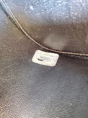Vintage CHANEL black patent enamel quilted leather square shape vanity bag with golden CC motif. Rare and collectible handbag. 050120an1