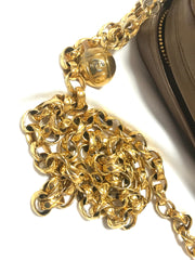 Vintage Chanel large brown caviar leather 2.55 camera bag style chain shoulder bag with golden CC ball charm. Must have purse. 0405161