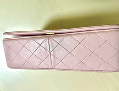 Vintage CHANEL milky pink 2.55 shoulder bag with golden CC closure. Rare color classic purse for daily use. Must have. 0408241