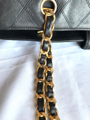 Vintage CHANEL black classic supermodel shoulder bag with golden CC. Jumbo, large shoulder purse from old era. Must have daily use Chanel.