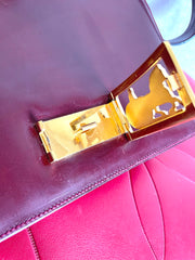 Vintage Celine wine red shoulder bag with clutch purse with golden carriage logo. Perfect elegance for your daily use. 050326rk1