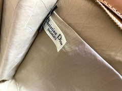 Vintage Christian Dior Bagages camel brown suede leather clutch purse, pouch with embossed Dior logo allover. Unisex use. 0409201