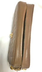 Vintage Chanel large brown caviar leather 2.55 camera bag style chain shoulder bag with golden CC ball charm. Must have purse. 0405161