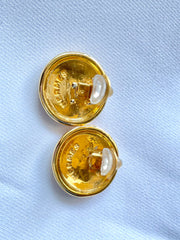W2 Vintage HERMES gold tone round earrings with Pegasus. Fabulous jewelry piece back in the old era. 050328ac2