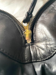 Vintage CHANEL black lambskin large tote bag with brown plastic chains and CC mark charm to the LAMPO zipper. 050206ac3