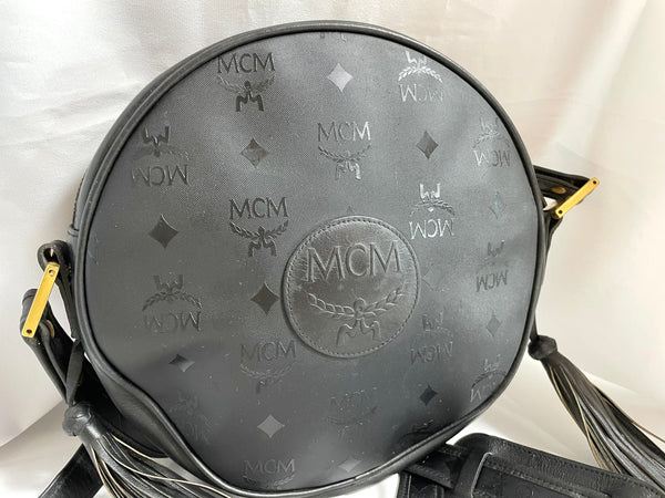 Vintage MCM Black Nylon Monogram Rare Clutch Shoulder Bag With 