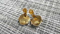 Vintage CHANEL oval heart shape, triangle shape faux pearl and CC earrings. Rare and elegant Chanel jewelry. 0411071
