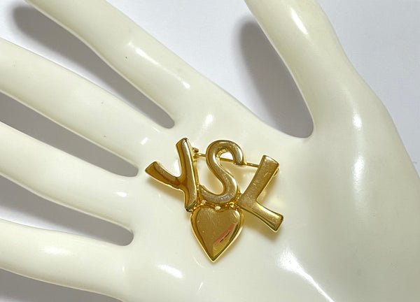 Yves Saint Laurent YSL Logo Brooch (Gold)