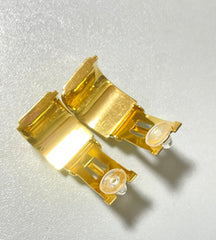 Vintage Hermes cloisonne golden earrings with green and red. Hermes ribbon. Great gift idea.0410281
