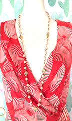 Vintage CHANEL clear gripoix and faux pearl necklace, long necklace. R0110115