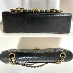 80's vintage Chanel black 2.55 shoulder bag with circle CC flap design. Rare piece from the era. 0410283