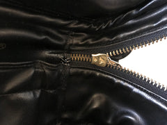 Vintage CHANEL calfskin classic cosmetic and toiletry black pouch, vanity bag with CC charm. Classic make up case. 0506301