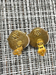 Vintage CHANEL oval heart shape, triangle shape faux pearl and CC earrings. Rare and elegant Chanel jewelry. 0411071