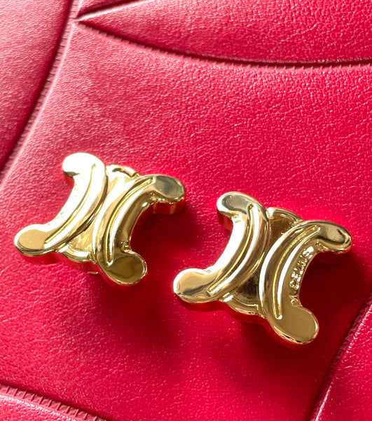 Celine Vintage Triomphe Logo Earrings