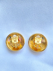 W2 Vintage HERMES gold tone round earrings with Pegasus. Fabulous jewelry piece back in the old era. 050328ac2