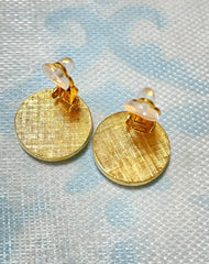 MINT. Vintage Yves Saint Laurent golden Y logo round earring with crystals. Must have classic jewelry piece. 0410061