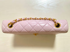 Vintage CHANEL milky pink 2.55 shoulder bag with golden CC closure. Rare color classic purse for daily use. Must have. 0408241