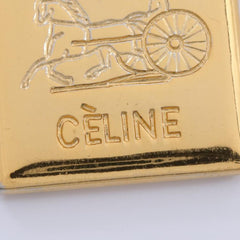 W4. Vintage Celine golden chain necklace with logo embossed plate. Classic jewelry. 050327rc3