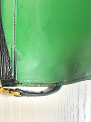 Vintage Louis Vuitton rare black epi mod shoulder bag with green bullseye. Unique epi purse. 0410282