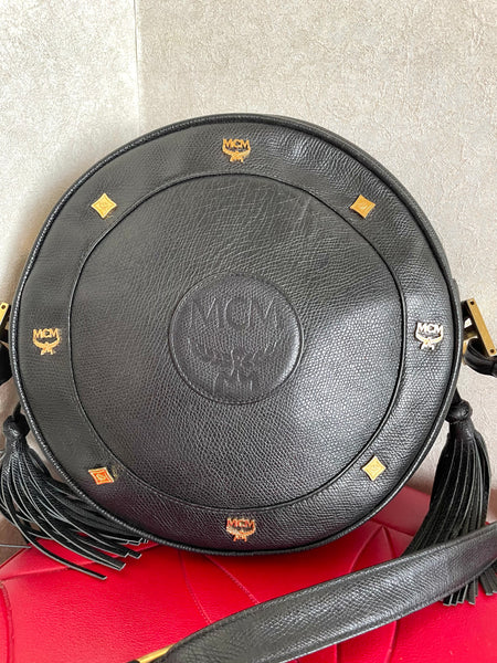 Vintage MCM suzy wong bag, brown grained leather round shoulder