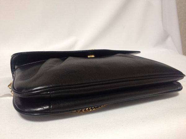 CHRISTIAN DIOR Brown leather clutch bag with gold metal…