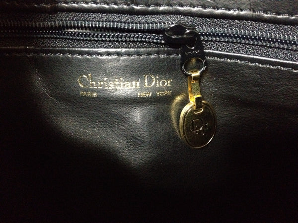 CHRISTIAN DIOR Vintage Clutch Chain Black & Gold CD Monogram