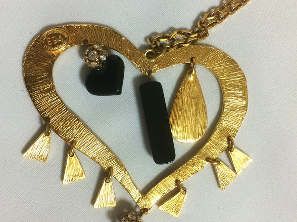 Vintage Christian Lacroix golden outlined large heart pendant top