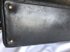 Vintage CHANEL black classic supermodel shoulder bag with golden CC. Jumbo, large shoulder purse from old era. Must have daily use Chanel.