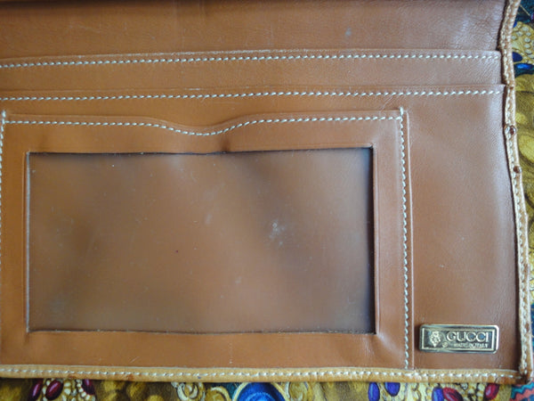 Vintage GUCCI tanned brown genuine ostrich leather wallet with