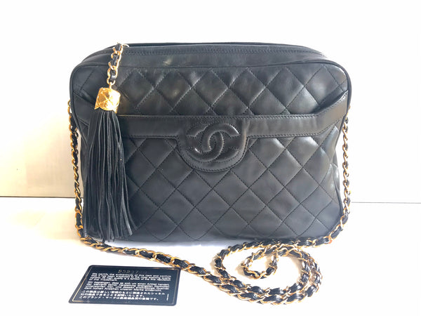 CHANEL, Bags, Auth Chanel Vstitch Chain Shoulder Womens Leather Shoulder  Bag Black