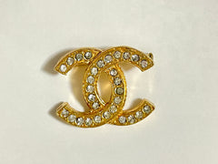 Vintage Chanel mini CC brooch with crystal stones. Classic jewelry piece. Great gift. 0408181