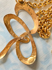 Vintage Sonia Rykiel golden chain necklace with large logo pendant top. Perfect vintage jewelry from SR. 0407152