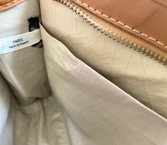 Vintage Christian Dior Bagages camel brown suede leather clutch purse, pouch with embossed Dior logo allover. Unisex use. 0409201