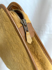 Vintage Christian Dior Bagages camel brown suede leather clutch purse, pouch with embossed Dior logo allover. Unisex use. 0409201