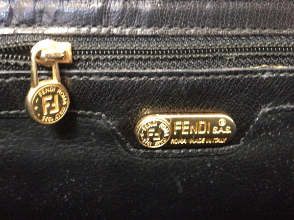 Fendi Vintage Leather Black Shoulder Bag