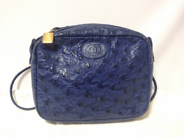 Gucci Vintage Blue Leather Bag. Luxury Vintage Gucci Bag From 