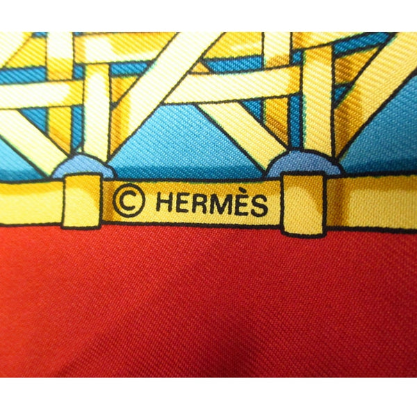 Vintage Hermes large carre twill silk scarf in light brick red