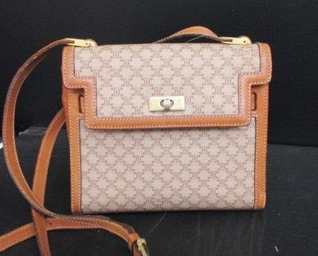 Celine Boston Bag Beige Macadam M05 Handbag PVC Leather CELINE