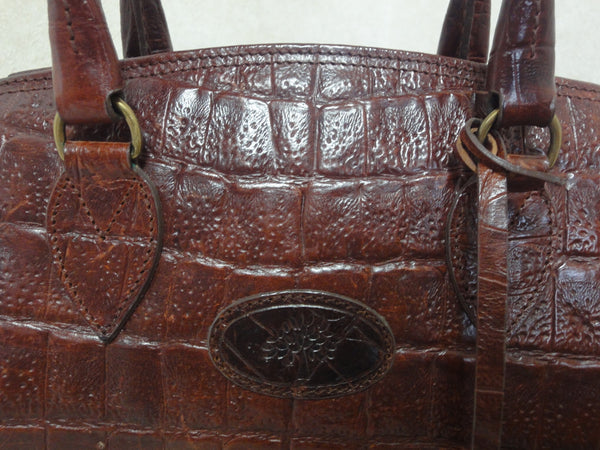 Mulberry Bayswater Metallic Crocodile Print Handbag