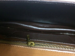 70's vintage Roberta di Camerino brown genuine leather purse with R cham chains. A rare masterpiece