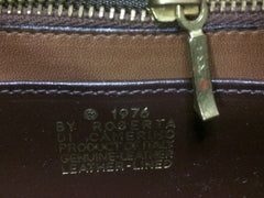 70's vintage Roberta di Camerino brown genuine leather purse with R cham chains. A rare masterpiece