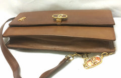 70's vintage Roberta di Camerino brown genuine leather purse with R cham chains. A rare masterpiece