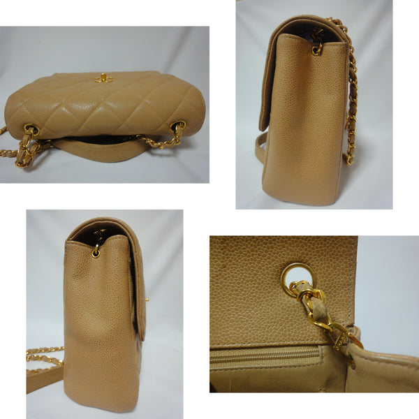 Chanel 2.55 Beige Caviar Mini Classic Flap Bag at Jill's Consignment