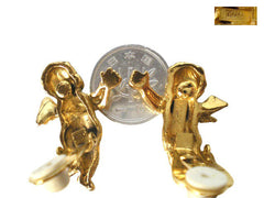 Vintage MOSCHINO golden cute angel flying earring. Rare jewelry masterpiece. Great gift idea