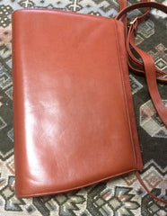 Vintage Bally brown, red, and purple suede leather ethnic design shoulder bag, clutch purse. 170620