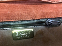 Vintage Bally brown, red, and purple suede leather ethnic design shoulder bag, clutch purse. 170620
