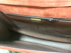 Vintage Bally brown, red, and purple suede leather ethnic design shoulder bag, clutch purse. 170620